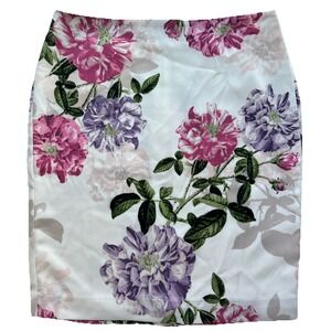 NWT Ann Taylor Womens Floral Skirt 4P Pink Purple Petite Lined Classic NEW